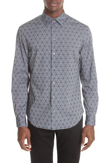 Men's Emporio Armani Regular Fit Geometric Sport Shirt - Grey