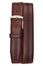 Men's Canali Perforated Leather Belt - Burgundy