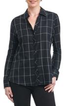 Women's Foxcroft Nicole Windowpane Print Shirt