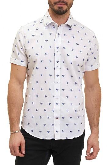 Men's Robert Graham Tareck Tailored Fit Short Sleeve Sport Shirt - White