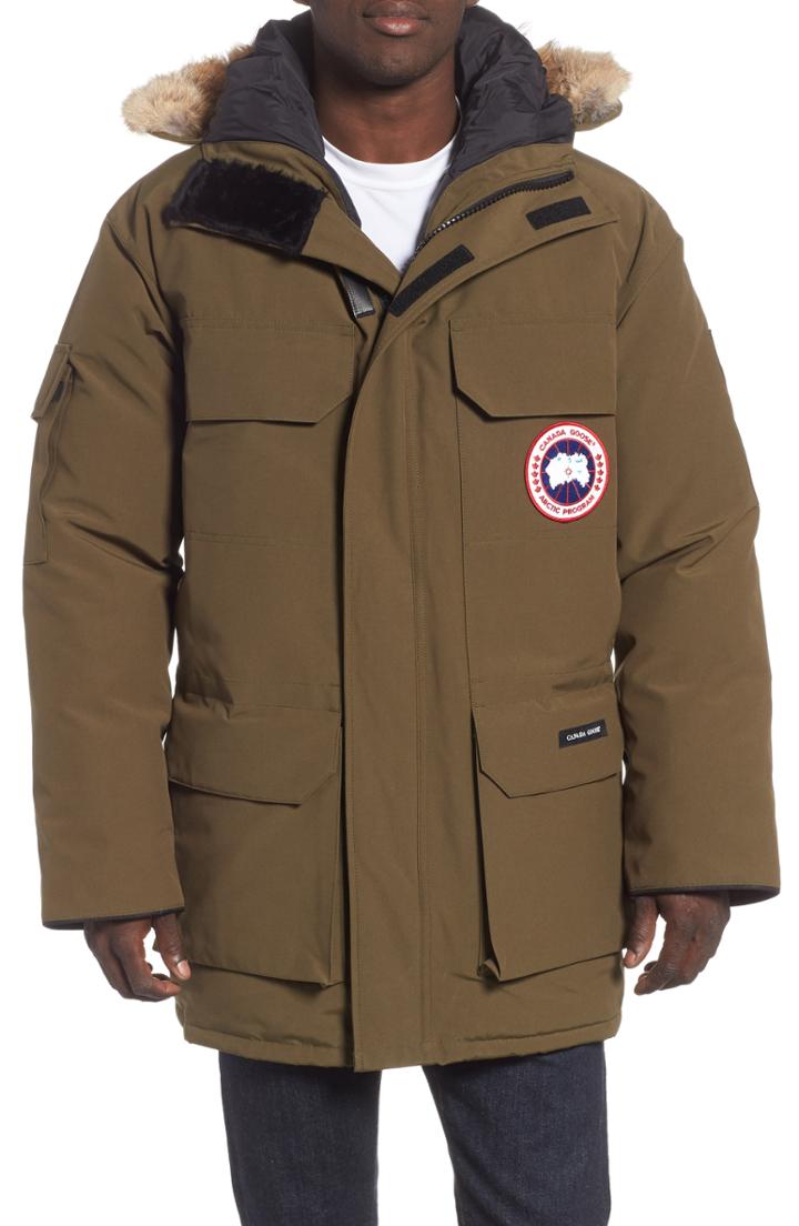 Men's Canada Goose Pbi Expedition Regular Fit Down Parka With Genuine Coyote Fur Trim - Green