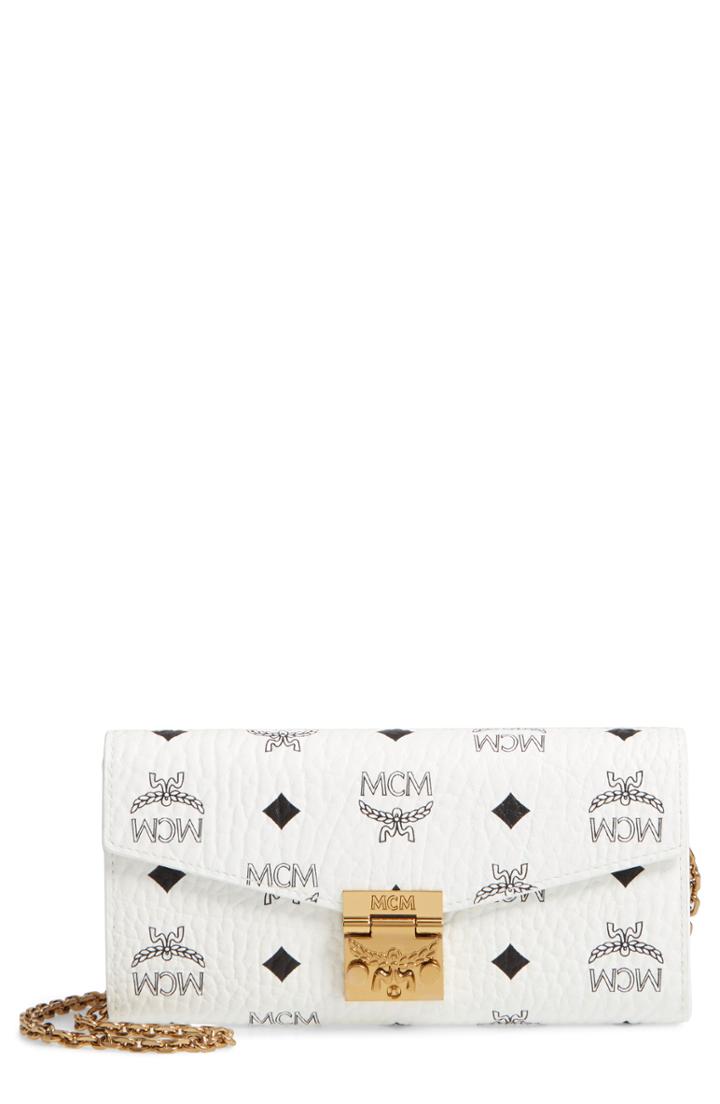 Women's Mcm Patricia Visetos Canvas Wallet On A Chain -