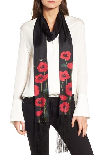 Women's Kate Spade New York Growing Poppies Long Skinny Silk Scarf