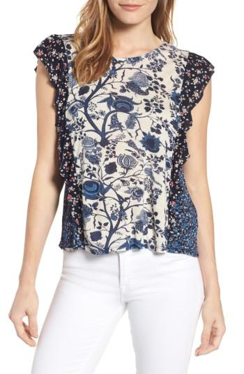 Women's Lucky Brand Mixed Print Ruffle Top