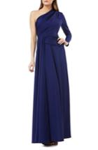 Women's Kay Unger One-shoulder Faille Gown - Blue