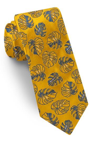 Men's Ted Baker London Banana Leaf Silk Tie, Size - Yellow