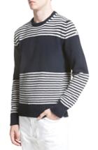 Men's Moncler Maglione Stripe Wool & Cashmere Sweater - Blue
