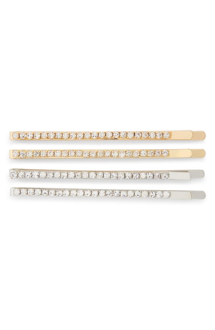 Tasha 4-pack Crystal Bobby Pins, Size - Metallic