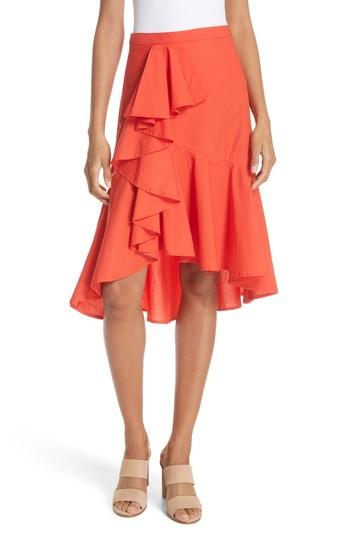 Women's Joie Chesmu Ruffled Cotton Skirt - Orange