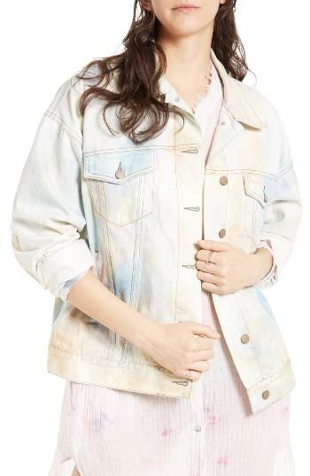 Women's Free People Tie Dye Denim Trucker Jacket