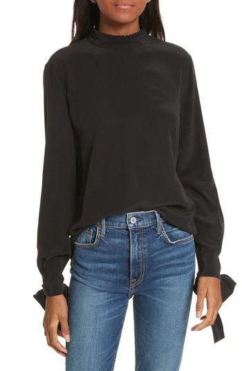 Women's Equipment Aurora Tie Sleeve Blouse, Size - Black