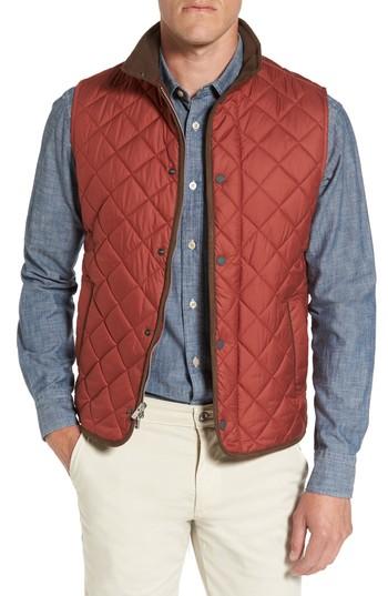 Men's Peter Millar Essex Quilted Vest, Size - Red