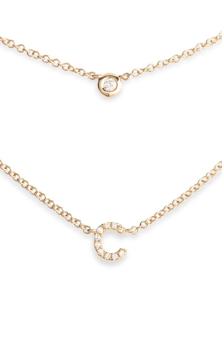 Women's Ef Collection Diamond Bezel Initial Choker