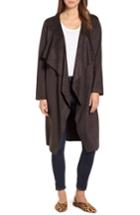Women's Halogen Faux Suede Front Drape Trench Coat - Brown
