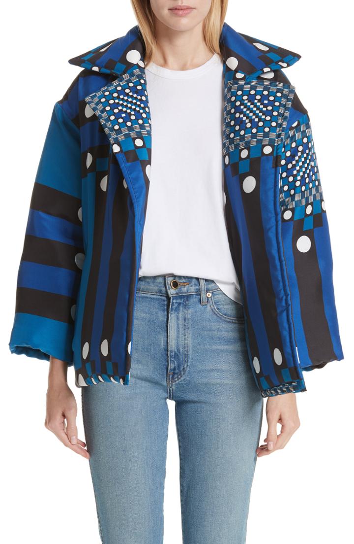 Women's Simon Miller Dotted Checkerboard Silk Jacket - Blue