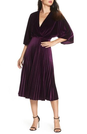 Women's Maggy London Kimono Pleated Dress - Purple