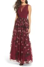 Women's Morgan & Co. Embroidered Lace Ballgown - Burgundy