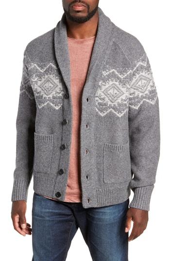 Men's Michael Bastian Regular Fit Shawl Collar Cardigan - Grey