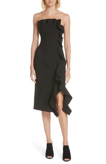 Women's Cinq A Sept Selma Ruffle Trim Strapless Dress - Black