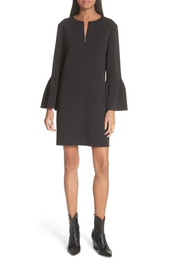 Women's Tibi Ruffle Sleeve Crepe Shift Dress - Black