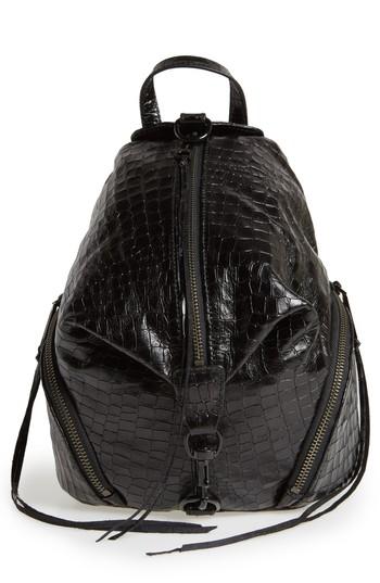 Rebecca Minkoff Medium Julian Croc Embossed Backpack -