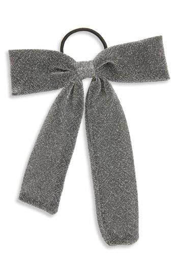 Topshop Glitter Bow Ponytail Holder, Size - Metallic