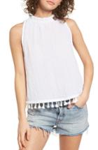 Women's Sun & Shadow Tassel Trim Tank, Size - Ivory