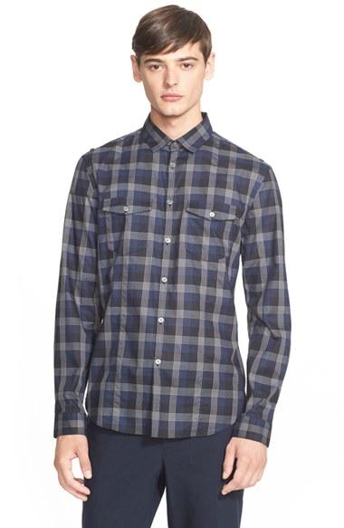 Men's John Varvatos Collection Slim Fit Plaid Military Shirt