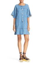 Women's See By Chloe Ruffle Sleeve Denim Dress