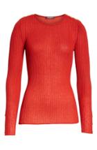 Women's Balmain Button Detail Ribbed Sweater Us / 36 Fr - Red