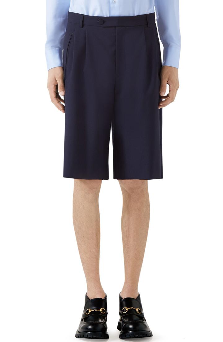 Men's Gucci Wool Bermuda Shorts Eu - Blue