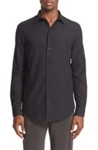 Men's Armani Collezioni Trim Fit Textured Sport Shirt - Black