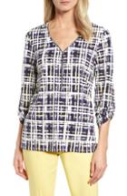 Women's Chaus Roll Sleeve Half-zip Blouse - Blue