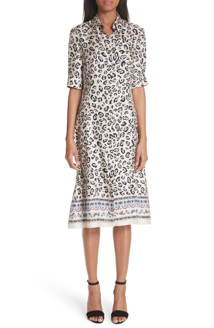Women's Altuzarra Leopard Print Silk Shirtdress Us / 34 Fr - Beige