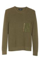 Men's The Kooples Crewneck Cotton Blend Sweater - Green