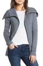 Women's Treasure & Bond Wide Collar Zip Sweater - Grey