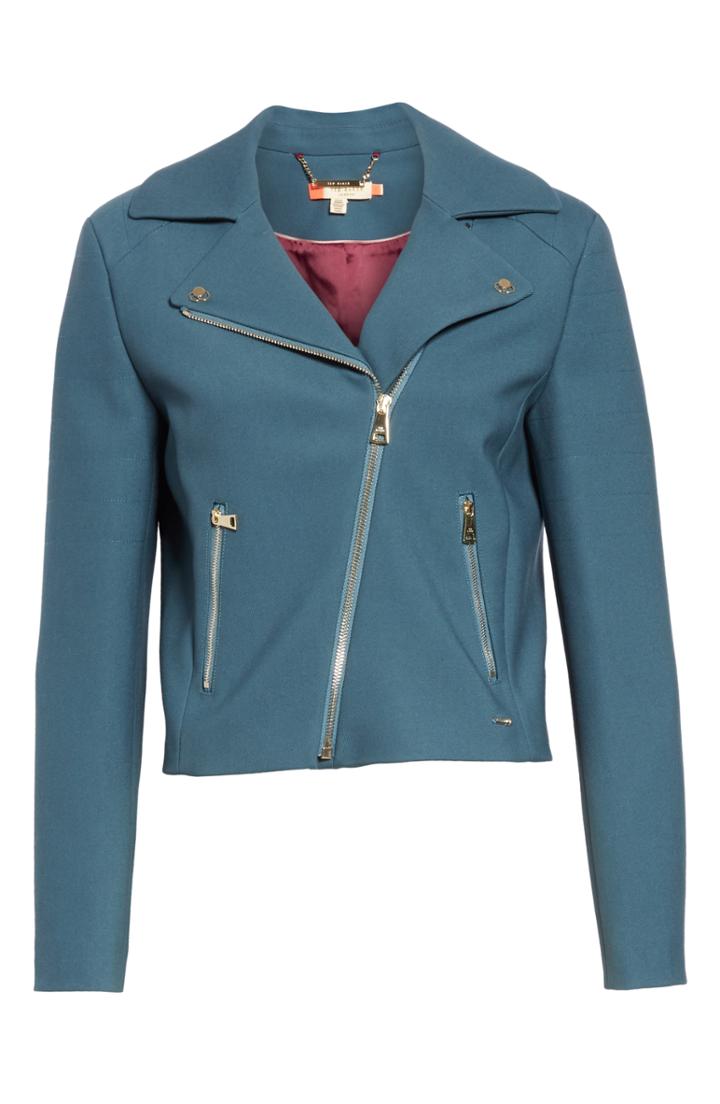 Women's Ted Baker London Colour By Numbers Nisah Biker Jacket - Blue/green