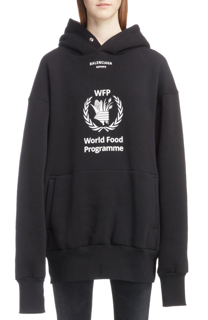 Women's Balenciaga World Food Programme Oversize Brushed Felt Hoodie
