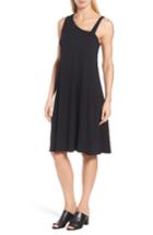 Women's Eileen Fisher Asymmetrical Jersey A-line Dress, Size - Black