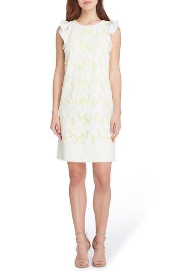 Women's Tahari Ruffle Cap Sleeve Lace Dress - Yellow