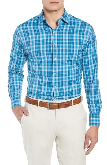 Men's Peter Millar Van Regular Fit Check Performance Sport Shirt - Blue
