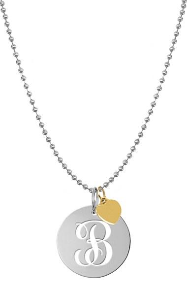 Women's Jane Basch Designs Personalized Script Initial Disc Pendant Necklace