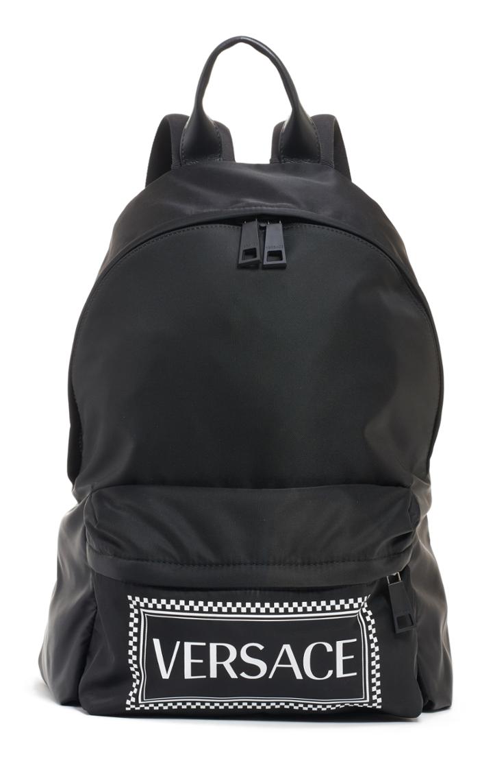 Versace Logo Nylon Backpack - None