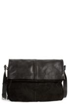 Topshop Sam Leather & Suede Shoulder Bag - Black