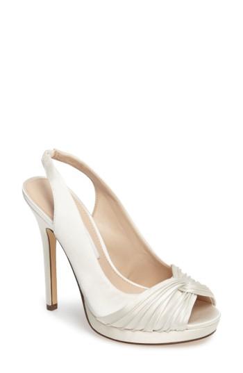 Women's Nina Felyce Peep Toe Slingback Pump M - White