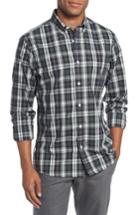 Men's Nordstrom Men's Shop Trim Fit Non-iron Plaid Sport Shirt, Size - Ivory