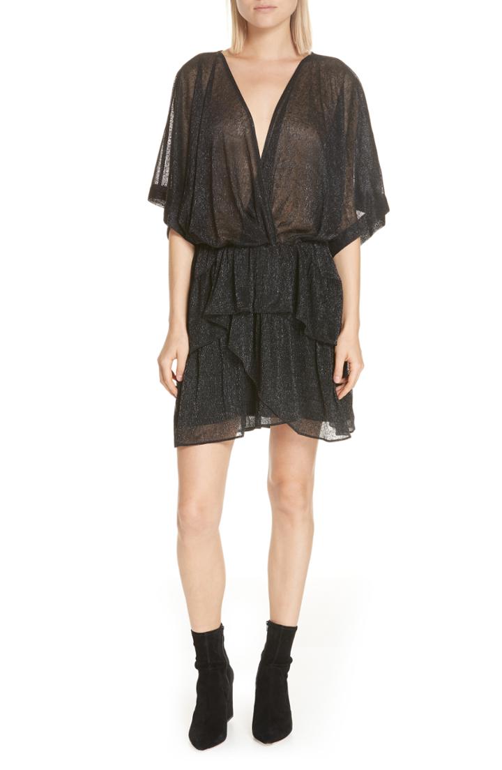 Women's Iro Wide Metallic Tiered Minidress Us / 38 Fr - Black