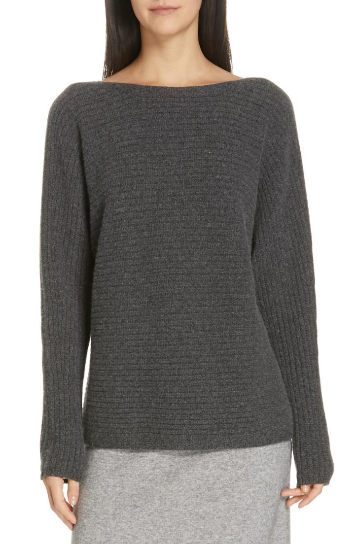 Women's Vince Horizontal Ribbed Sweater - Grey