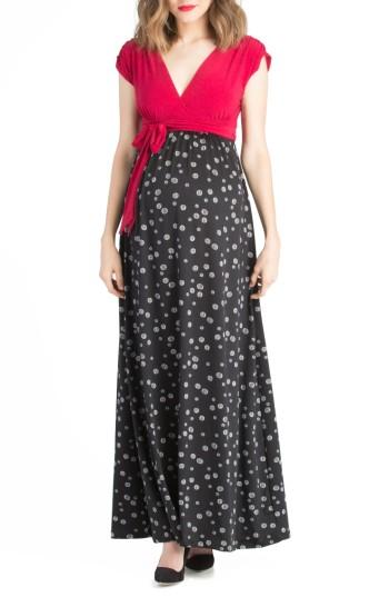 Women's Lilac Clothing Colorblock Nursing Maxi Dress - Black