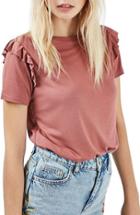 Women's Topshop Frill Sleeve Tee Us (fits Like 0-2) - Pink